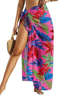 Women's Sheer Sarong High-Slit One-Size Swimsuit Cover-Up
