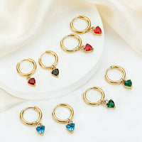 Stainless Steel Heart-Shaped Zircon Earrings Fashionable For Women