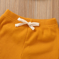 Summer Newborn Baby Cute Infant One Shoulder Solid Knit Sleeveless Vest Tops Shorts 2pcs