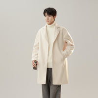 Korean Style Woolen Coat Long Lapel Fashion Solid Color