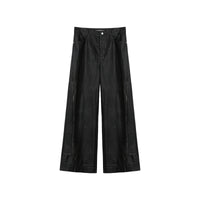 Black Leather Pants Men's Loose Straight Casual Trousers