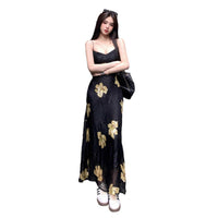 Floral Print Skirt Slip Dress Chiffon Dress Figure-hugging