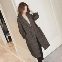 Fleece-lined Padded Coat Mid-length Plaid Wool Coat