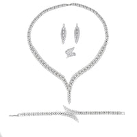 3A Zircon Jewelry Micro Set Full Crystal Necklace And Earrings 4 Piece Set For Weddings And Banquets