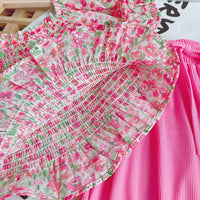 Chiffon Floral Top And Wide Leg Pants Two-piece Suit