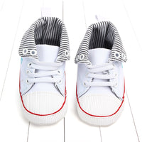 Cuffed striped baby shoes