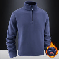 Men's Fleece Hooded Sweatshirt Stand Collar Solid Color Warm Jacket