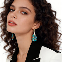 Bohemian Style New Resort-Ready Semi-Precious Teardrop Pendant Earrings