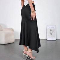 Womens High-Waisted Figure-Hugging Flowy Half Skirt With Ties