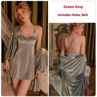 Pure Desire Low-cut Push-up Plus Chest Pad Velvet Tramsparent Yarn Backless Plus Size Nightdress