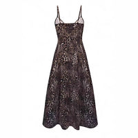 Sexy Leopard-print Backless V-neck Summer Slip Dress For Curvy Figures