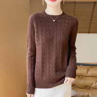Twist Round Neck Thickened Woolen Pullover Base Sweater