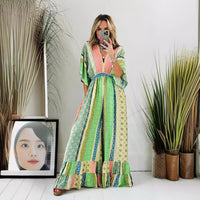 Summer Fashion Printed Wide Leg Leisure Jumpsuit For Women