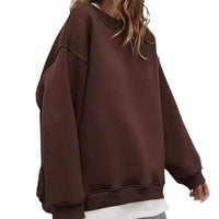 Solid-color Crew-neck Loose-fitting Pullover Hoodie