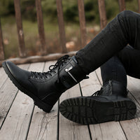 Men's mid-tube plus fleece tooling cotton boots