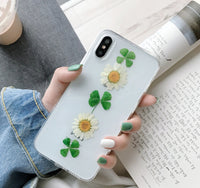 Epoxy real flower  case transparent acrylic protective cover