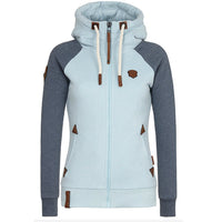 Womens Personalized Leather Patch Contrast-color Hoodie Authentic Quality