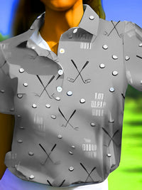 Casual Golf Printed T-shirt Polo Collar Top Women