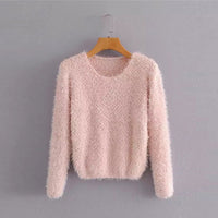 Solid Color Round Neck Pullover Short Pineapple Pin Sweater