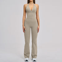 Sports Neck-Hanging Beautiful-Back Brushed Flared Yoga Set