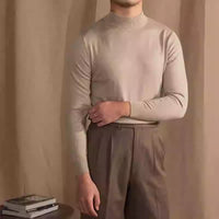 Soft Glutinous Skin-friendly Wool Mock Neck Sweater Gentleman