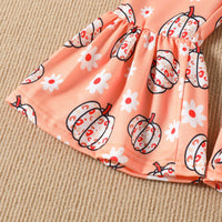Long Sleeve Sweater Pumpkin Print Bell-bottom Pants Children's Suit