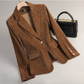 Slim-fit Casual Gold Velvet Blazer For Women