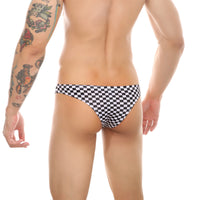 Men's Fashion Black And White Plaid Low Waist Briefs