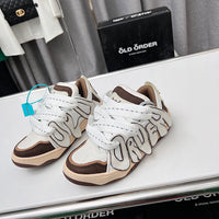 Round Colorblock Casual Sneakers Bread Shoes