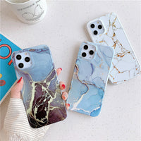 Four-corner anti-shattering gold marble mobile phone case