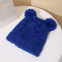 Bear Plush Ear Protection Knitted Hat Women's Warm Double Hairball Wool Hat