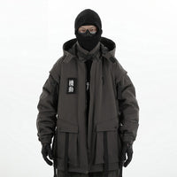 Winter New Functional Fan Moving Ribbon Hooded Cotton Jacket Men