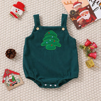 Santa Claus Christmas Tree Girls' Christmas Triangle Rompers