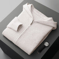 Men's Cashmere Cardigan Youth Casual Hooded Zipper Thickening Cardigan