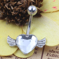 Download main imagesDownload description images2015 New Free Shipping Love Heart Belly  Ring Gem Angel Wing Belly Button Navel Rings Body Piercing jewelry
