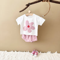 Baby Sun Print Top Casual Short Sleeve Two-piece Set