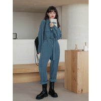 Solid Color Fashion High-waist Straight-leg Jumpsuit