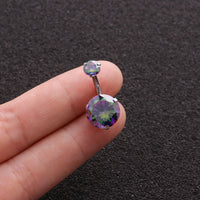 Colorful Zircon Belly Button Nail Stainless Steel