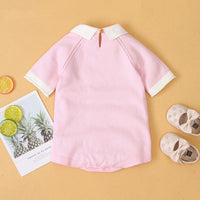 Short sleeve knitted solid color fart romper