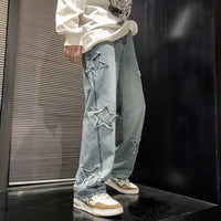 Mens Flared Loose High-Street Straight-Leg Pants