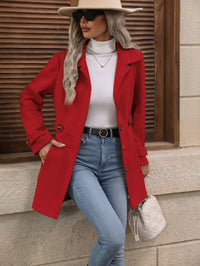 Elegant Single-breasted Woolen Coat Buttons Lapel Mid-length Jacket Temperament Commuter Outwear Clothing For Women
