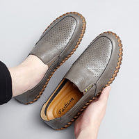 Plus Size Men's Shoes Breathable Authentic Leather Hollow Out