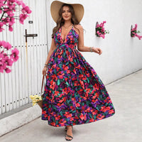 Women's Summer Deep V-Neck Floral Dress
