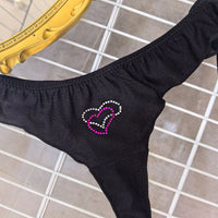 Rhinestone T-back Hot Drilling Ice Silk Satin Underwear