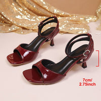 Women's Square Toe Single Buckle Strap Elegant Sandals
