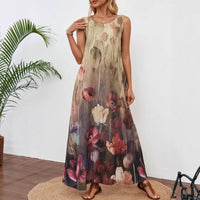 Summer New Sleeveless Printed Tie-Dye Tank Dress Womens Clothing