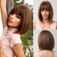 Female Qi Bang Short Bobo Full Headpiece Wig