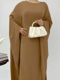 Womens Cinched-waist Batwing-sleeve Dress
