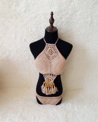Europe and the United States new woman swimsuit set, beach sunshine bath, foreign trade Crochet Crochet tassel bikini