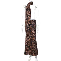 Women's Printed Slim-fit Personalized Leopard-print Skirt With Free Ribbon